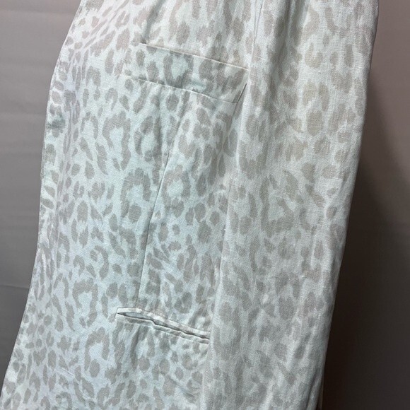 Joie Mehira Linen Blazer Silver Fox Leopard Print White Gray Size 12 - Picture 4 of 11